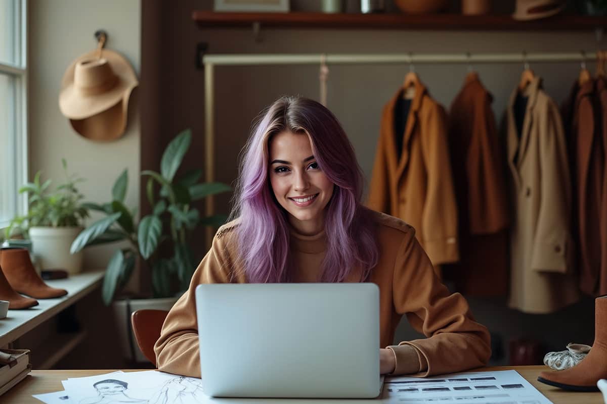 lyra kade sitting at her desk writing an article on   Accessories for Autumn 2025