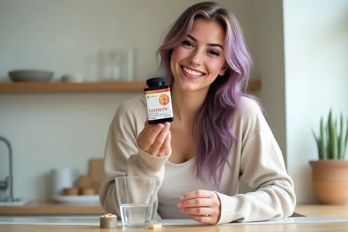 lyra kade holding a vitiamin bottle