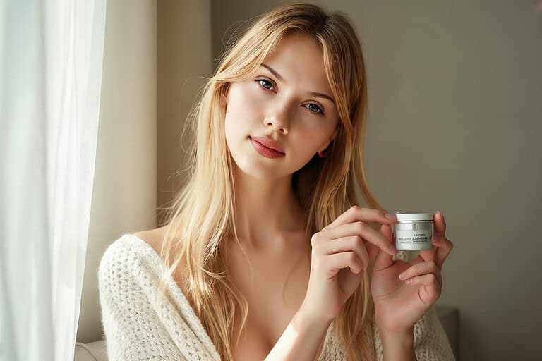 a model holding a jar of Moisturizer cream supporting a post Best Moisturizers 2025