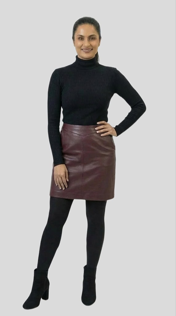 woman wearing a Jild Leather Skirts for Women High Waisted Skirt Mini Skirt