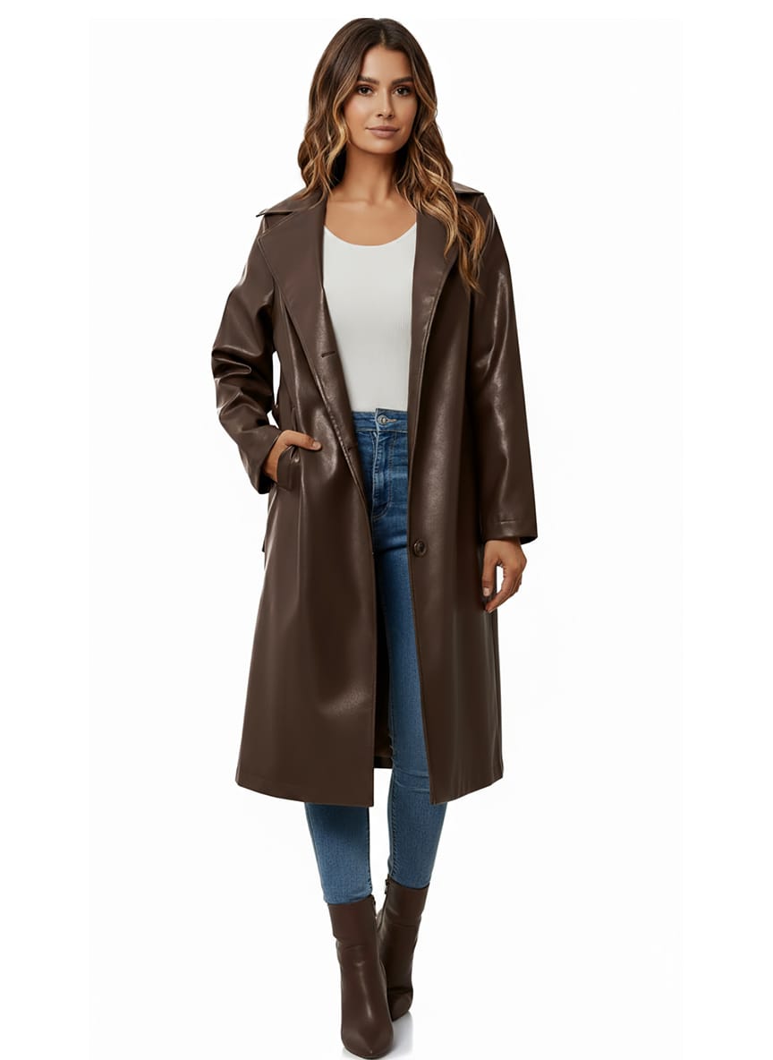 Trendy-Queen-Womens-Long-Leather-Jackets-Trench-Coat-Blazer20 woman wearing Trendy Queen Womens Long Leather Jacket Trench Coat Blazer