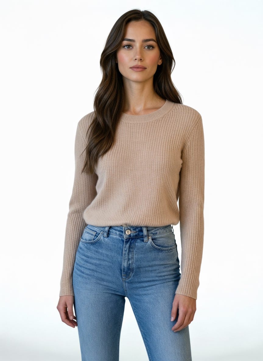 ff629146-e8a2-474c-9a3e-859364b5fca0 woman wearing a GreenMount Cashmere Sweater