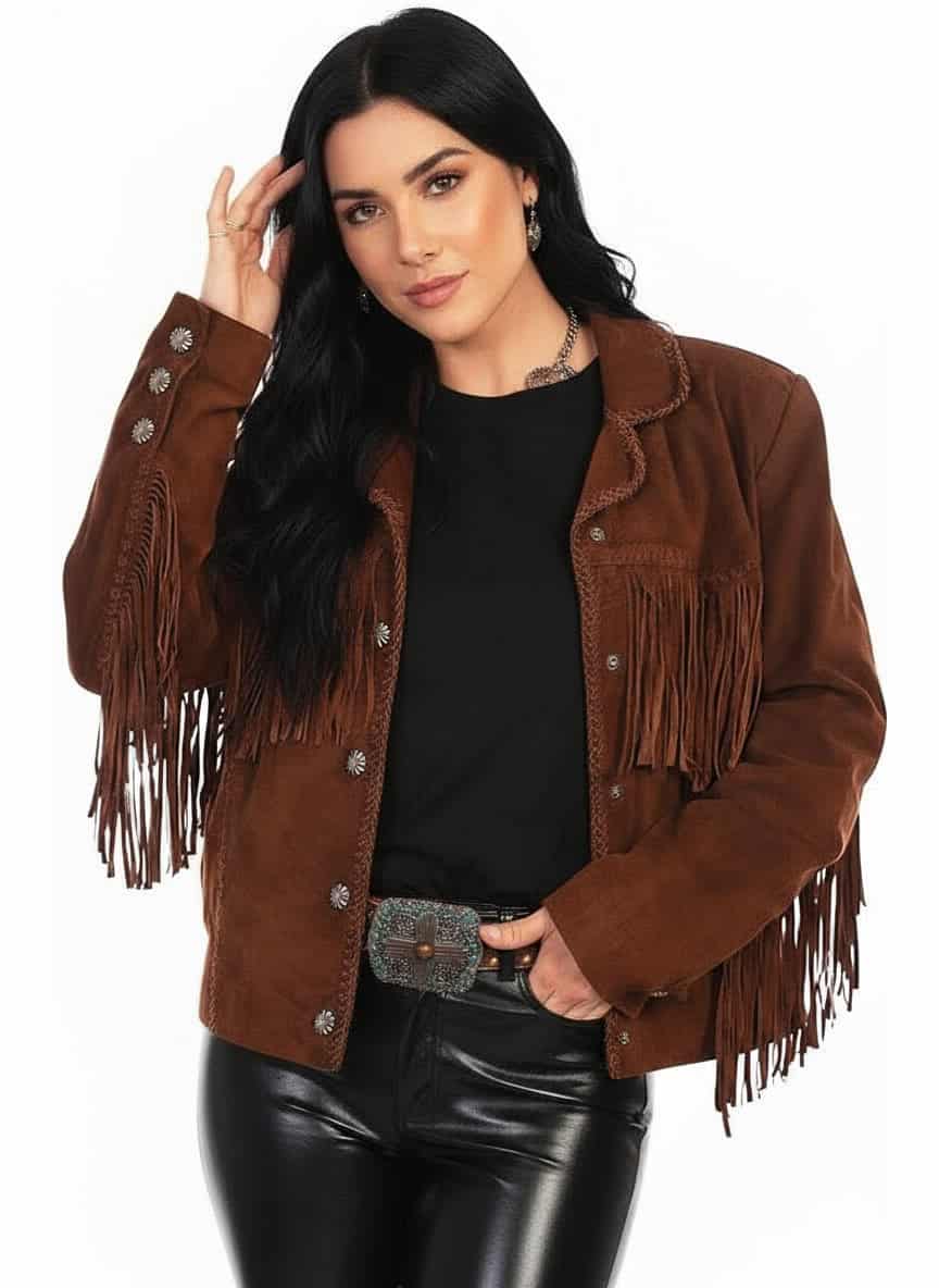 scully-jacket woman wearing a scully suede jacket