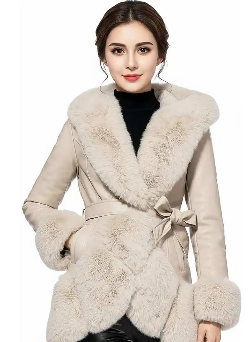 woman-faux-jacket woman wearing a faux beige coat