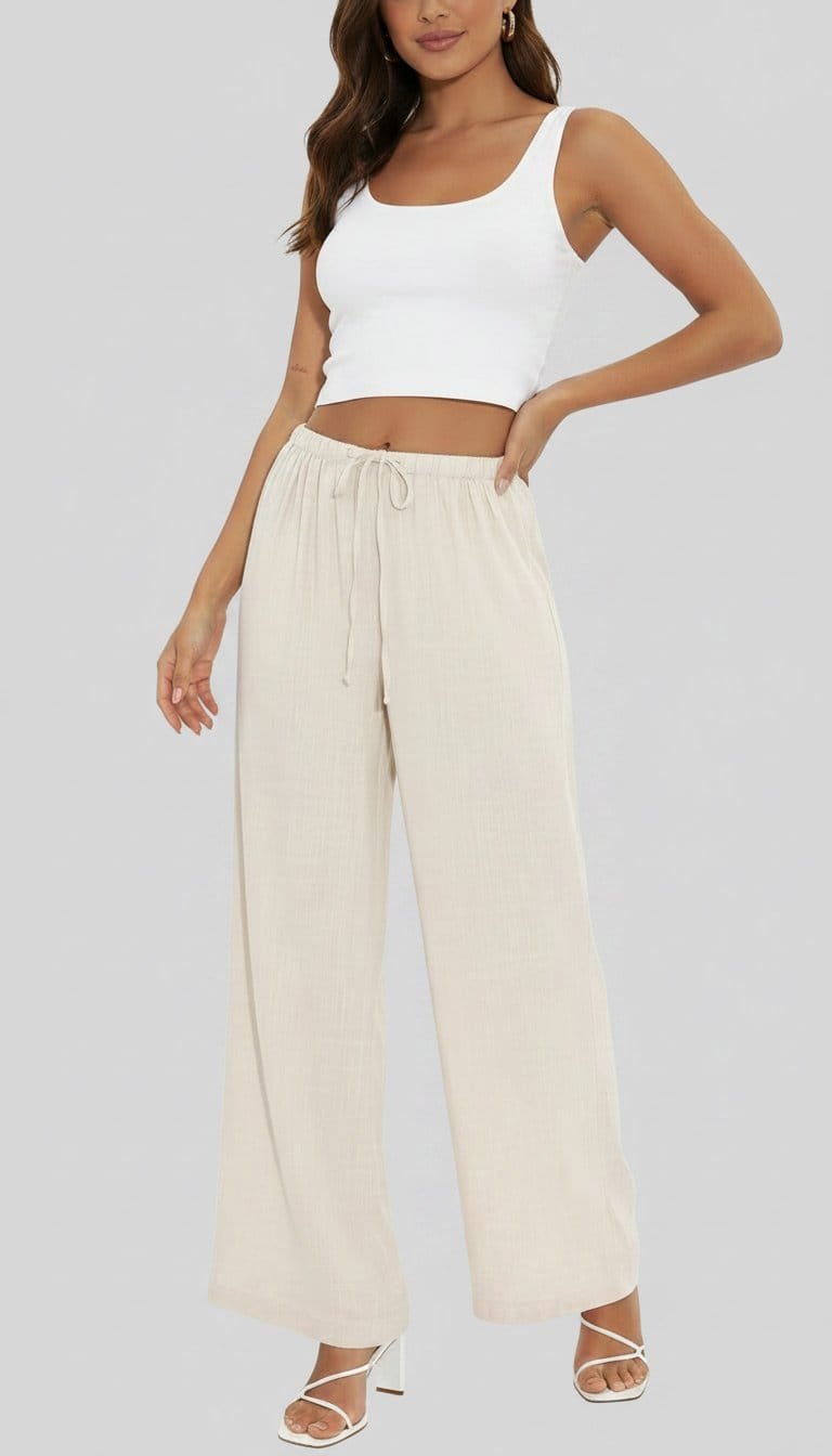 Wide-leg-linen-trousers Linen Trousers: Relaxed Yet Refined beige fitting
